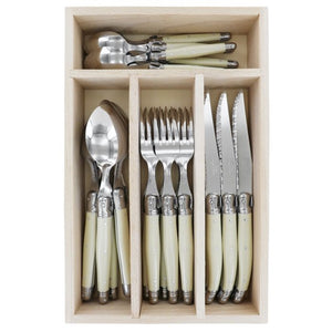 Laguiole By Andre Verdier Debutant Serrated Knife 24 Piece Cutlery Set - Ivory