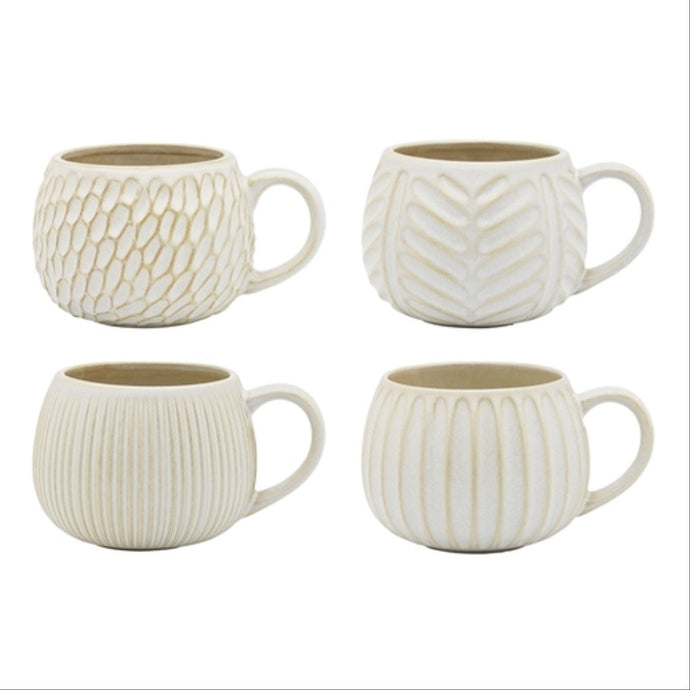 Ecology Fossil Set Of 4 330ml Mugs - Chalk - ZOES Kitchen