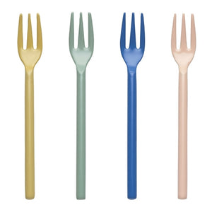 Ecology Apostle Set of 4 Cake Forks 13cm - Assorted Colours Blush, Ochre, Periwinkle, Sage