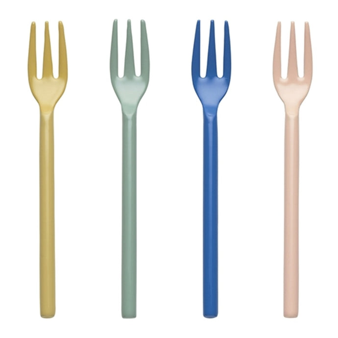 Ecology Apostle Set of 4 Cake Forks 13cm - Assorted Colours Blush, Ochre, Periwinkle, Sage