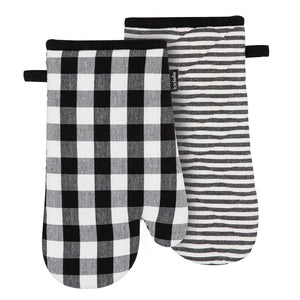 Ladelle Eco Gingham Black Oven Mitt - 2 Piece