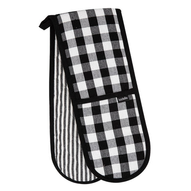 Ladelle Eco Gingham Black Double Oven Mitt