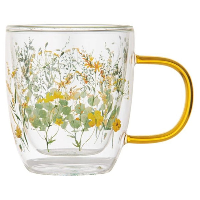 Ashdene Wildflowers Sunshine Double Walled Glass Mug