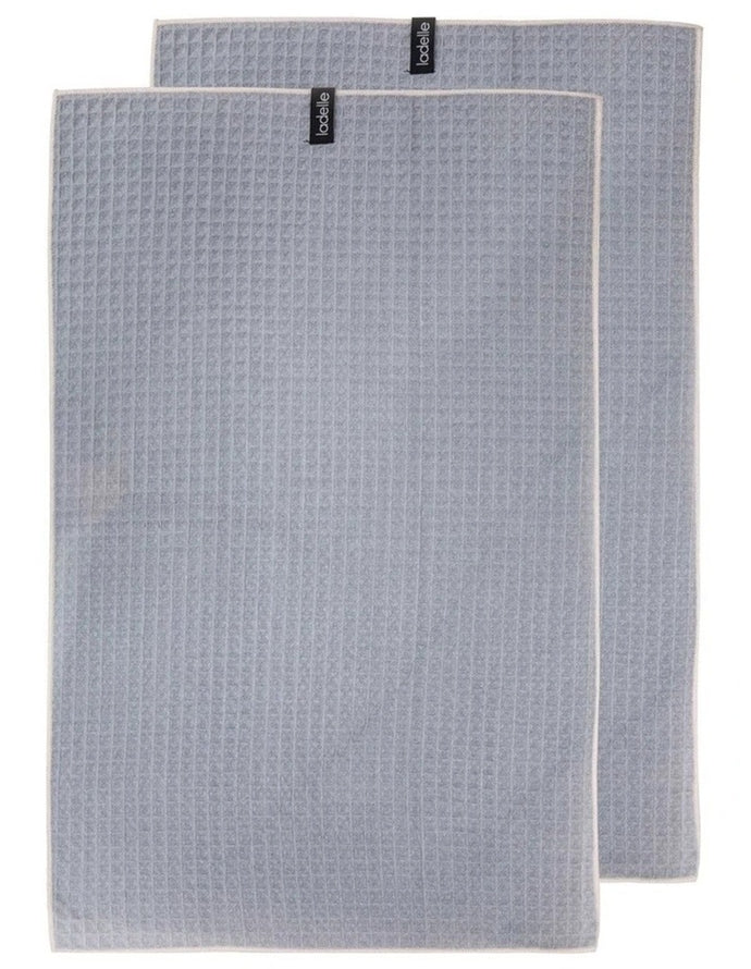 Ladelle Mega Waffle Microfibre Grey Kitchen Towel - 2 Piece