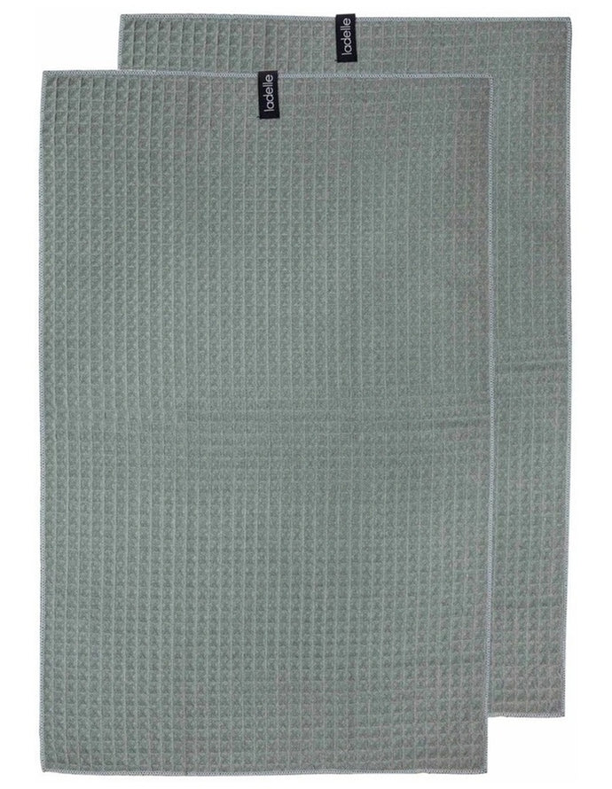 Ladelle Mega Waffle Microfibre Sage Kitchen Towel - 2 Piece