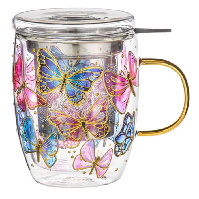 Ashdene Natures Keepers Butterfly Double Wall Glass 3pce Infuser - ZOES Kitchen