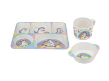 Load image into Gallery viewer, Maxwell &amp; Williams Jedda Robaard Magical Tales Melamine 3pc Dinner Set Unicorn Gift Boxed