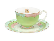 Load image into Gallery viewer, Maxwell &amp; Williams Wicked Pink Goes Good With Green Demi Cup &amp; Saucer 85ML Set of 2 Elphaba