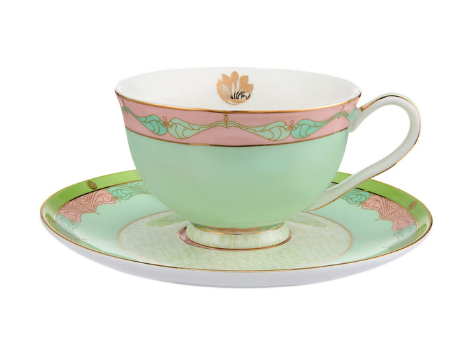 Maxwell & Williams Wicked Pink Goes Good With Green Footed Cup & Saucer 200ML Elphaba Gift