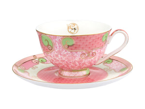 Maxwell & Williams Wicked Pink Goes Good With Green Footed Cup & Saucer 200ML Glinda Gift B