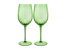 Load image into Gallery viewer, Maxwell &amp; Williams Wicked Pink Goes Good With Green Ribbed Wine Glass Elphaba Set of 2 Gift