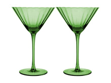 Load image into Gallery viewer, Maxwell &amp; Williams Wicked Pink Goes Good With Green Ribbed Martini Glass Elphaba Set of 2 G