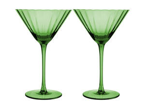 Maxwell & Williams Wicked Pink Goes Good With Green Ribbed Martini Glass Elphaba Set of 2 G