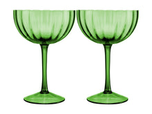 Load image into Gallery viewer, Maxwell &amp; Williams Wicked Pink Goes Good With Green Ribbed Coupe Glass Elphaba Set of 2 Gif