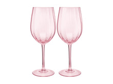 Load image into Gallery viewer, Maxwell &amp; Williams Wicked Pink Goes Good With Green Ribbed Wine Glass Glinda Set of 2 Gift