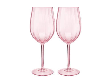 Maxwell & Williams Wicked Pink Goes Good With Green Ribbed Wine Glass Glinda Set of 2 Gift