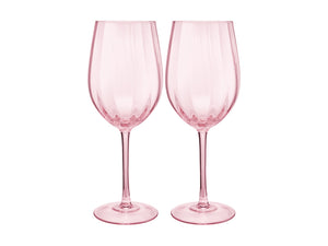 Maxwell & Williams Wicked Pink Goes Good With Green Ribbed Wine Glass Glinda Set of 2 Gift