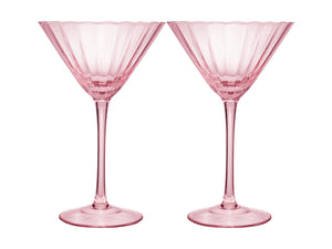 Maxwell & Williams Wicked Pink Goes Good With Green Ribbed Martini Glass Glinda Set of 2 Gi