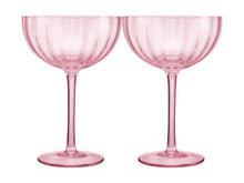 Load image into Gallery viewer, Maxwell &amp; Williams Wicked Pink Goes Good With Green Ribbed Coupe Glass Glinda Set of 2 Gift