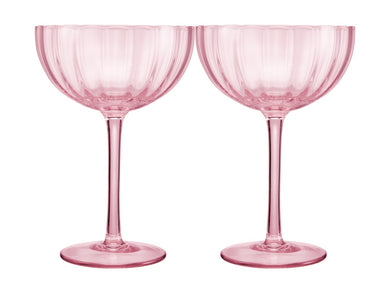 Maxwell & Williams Wicked Pink Goes Good With Green Ribbed Coupe Glass Glinda Set of 2 Gift