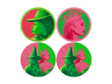 Load image into Gallery viewer, Maxwell &amp; Williams Wicked Magical Ceramic Coaster 10cm Set of 4 Pink &amp; Green Forever Gift B