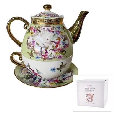 Milano China Tea For One - Green Rose Floral