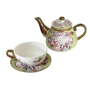 Milano China Tea For One - Green Rose Floral