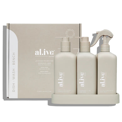 Al.ive Kitchen Trio - Dishwashing Liquid, Hand Wash & Bench Spray