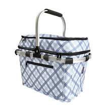 Load image into Gallery viewer, Sachi Picnic Basket 4 Person Insulated - Gingham Blue/Grey